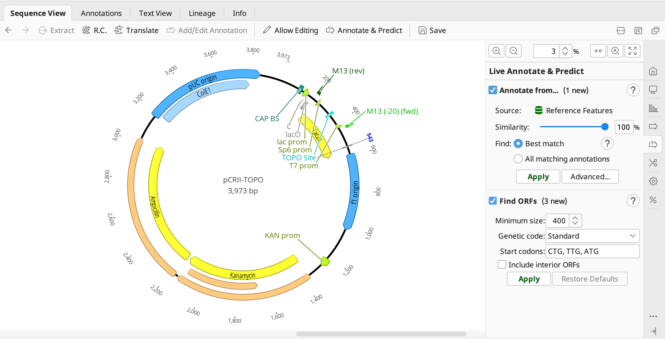 Geneious Prime_Sequence View_コントロールパネル_LIve Annotate & Predictオプション