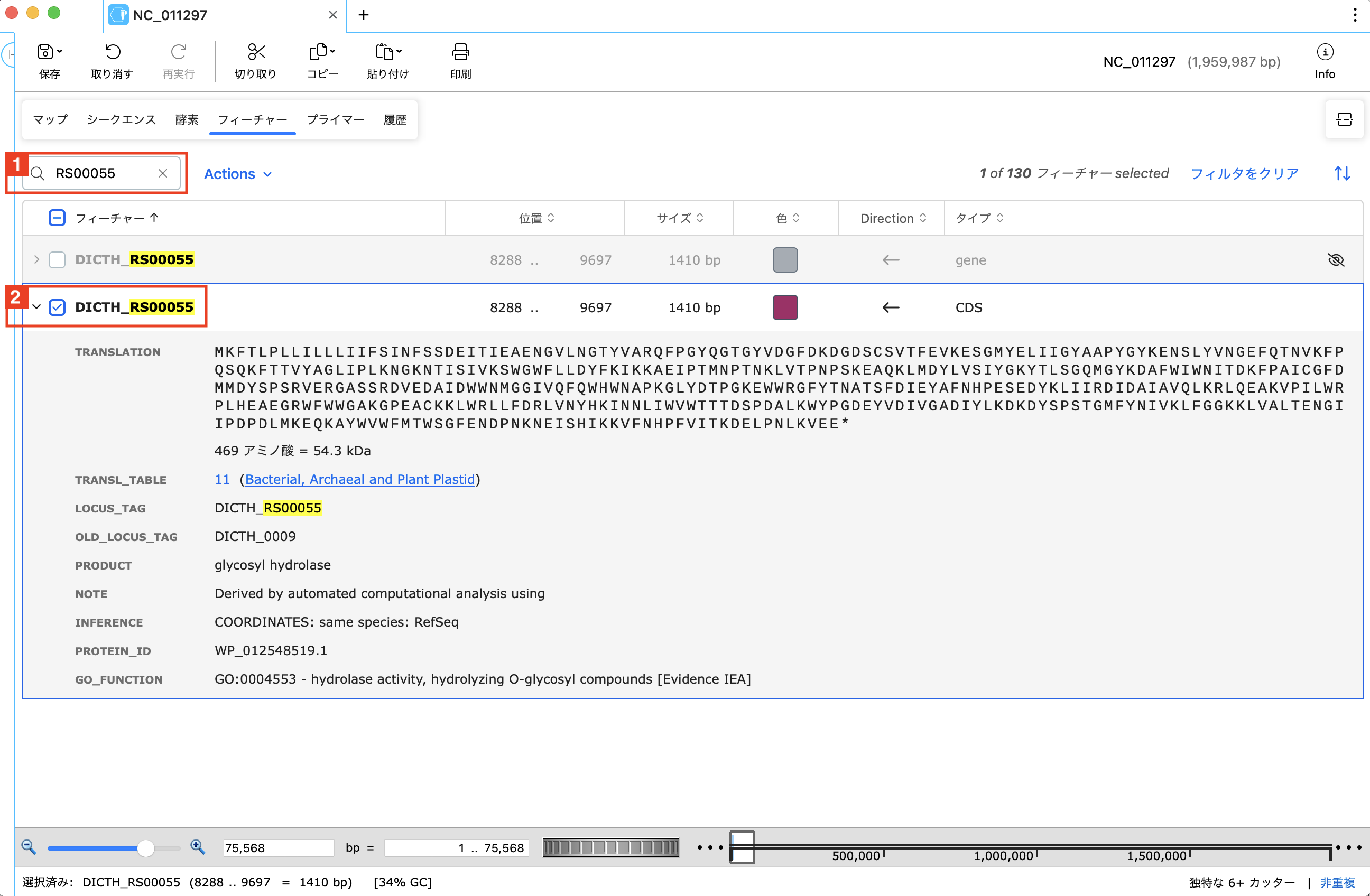 コドン頻度（Codon Frequencies)_CDSの選択_フィーチャービュー