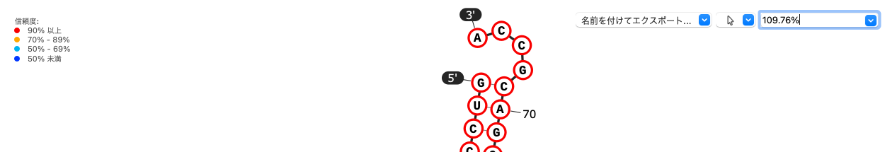 SnapGene_RNA二次構造予測図_塩基対確率